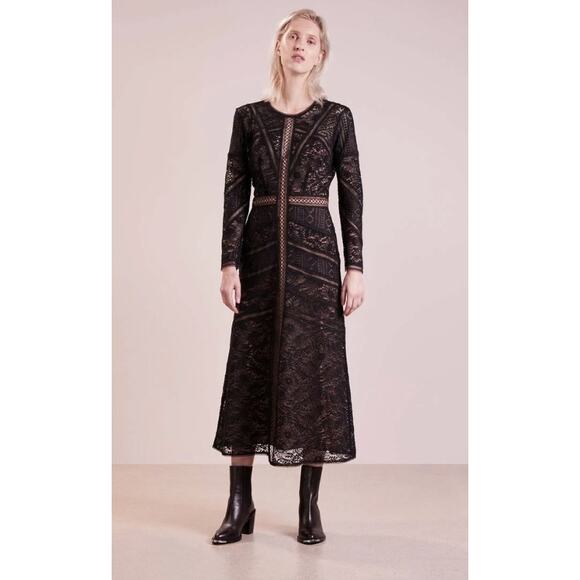 The Kooples Openwork Lace Black Maxi Dress Womens Small - Picture 1 of 15